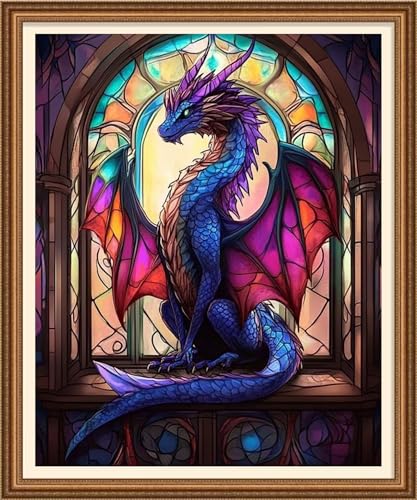 Redxing Stamped Cross Stitch Kits Full Range of Embroidery Starter Kits- Needlepoint Counted Cross Stitch Kits for Beginner Adults 11CT Printed Embroidery Kit-Colorful Dragon Arch 16x20 inch - color: Artskits25