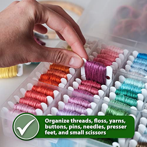 Mandala Crafts Plastic Embroidery Floss Organizer Box with Dividers Bobbin Winder 100 Floss Bobbins 398 Stickers for Embroidery Thread Storage - Cross Stitch Organizer for Floss Storage