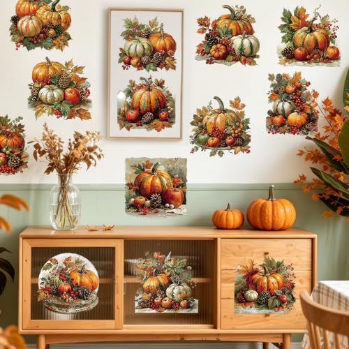 16 Pcs Fall Pumpkin Rub-On Transfers for Furniture & Crafts, 6 x 6 Inch - style: Fall Pumpkin