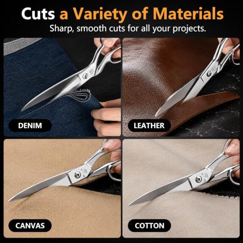 8-Inch Fabric & Sewing Scissors, Forged Stainless Steel, Bent Handle - color: Silver, size: 8 Inch