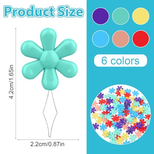 100 PCS Flower Shaped Needle Threaders for Sewing, Multicolor Embroidery Threader, Flower Head Needle Threader for Cross Stitch Sewing Quilting Embroidery Craft