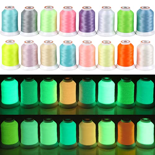 New brothread 16 Colors Glow in the Dark Embroidery Machine Thread Kit