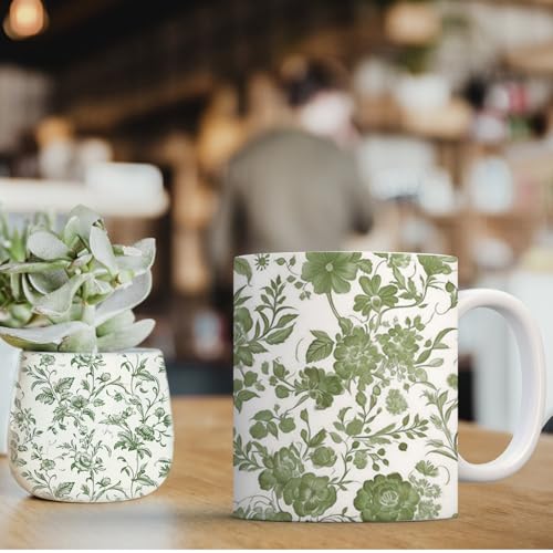 JarThenaAMCS 12 Sheets Green Floral Heat Transfer Vinyl HTV Iron on Vinyl Vintage Chinoiserie Flower Adhesive Vinyls for Clothing Costume DIY Fabric Crafts, 12 x 10 Inch - style: Green Floral