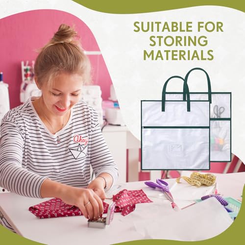 Feifeiya 2 Pack 13.8 Inch Sew Project Bag Needlepoint Project Bag Quilting Embroidery Craft Organizer Storage Bags with Handle and Pocket Zippered with Tools for Art Craft Knitting Quilting Stitching - size: 13.8 Inch
