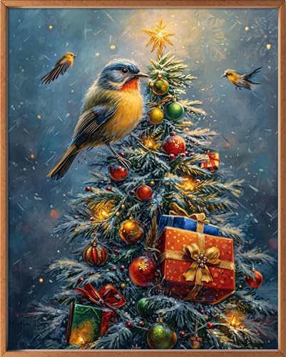 Leczany Cross Stitch Stamped Kits for Beginners Adults or Kids Patterns Craft Kit Needlepoint Full Range of Embroidery Starter Kits DIY 11CT 3 Strands | Birds and Christmas Trees 13.4×16.9 inches - color: 11CT Stamped kits,Birds and Christmas Trees 13.4×1