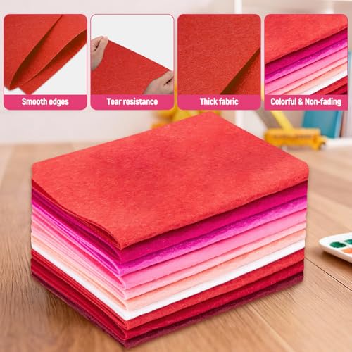 10 Sheets Felt Fabric for Crafts, 8x20 Inch 1.4mm Thick (Pink) - color: Pink