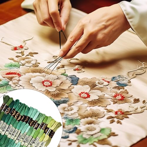 18 Skeins 157.5 Yards 6 Strands Sea Green Variegated Friendship Bracelet String Cross Stitch Floss Embroidery Thread Gradient Bulk Polyester Yarn Set for Crochet Knitting Sewing Weaving DIY - color: Sea Green
