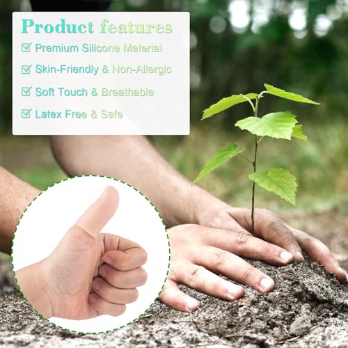 PAGOW 10pcs Gel Finger Cots/Covers, Silicone Finger Protector Support Cots - color: [10pcs] Small, Skin Colour