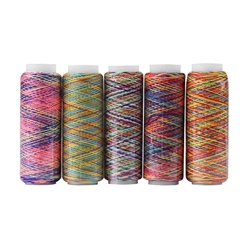 5pcs Multicolor Gradient Sewing Quilting Embroidery Thread Spools Garment Accessory, Polyester, Multicolor