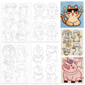 ORIGACH 4 Sheets Water Soluble Embroidery Patterns Stabilizers - Pre-Printed Funny Cat, Lion, Pig & Duck Designs - Stick & Stitch Embroidery Paper for Hand Sewing Lovers - color: Funny Animals