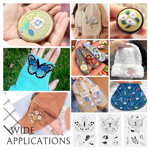 Beadthoven 20pcs Water Soluble Hand Sewing Stabilizers Stick and Stitch Embroidery Papers with Butterfly Patterns Wash Away Adhesive Embroidery Stabilizers for Hand Sewing Clothes Fabric - color: Butterfly