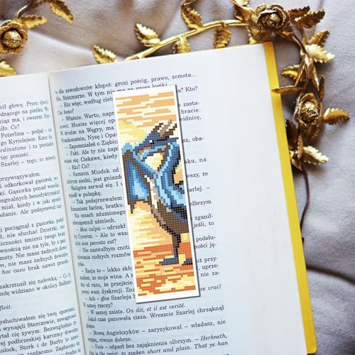 FREEBLOSS 6 Set Cross Stitch Bookmark Kit Stamped Cross Stitch Kit Western Dragon Embroidery Set with Instruction for Adults 8''x2.4'' - style: Dragon