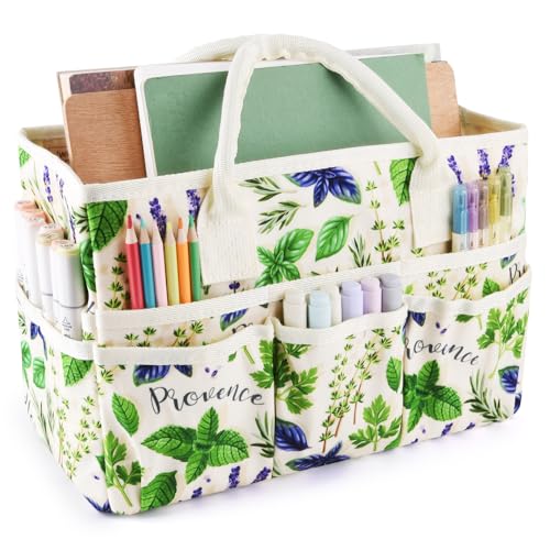 Craft Organizer Tote Bag with Multiple Pockets,Scrapbooking Art Storage - color: Spearmint
