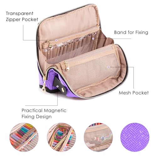 MYBAGZING Ergonomic Crochet Hook Set with Case 14 Sizes 2mm-10mmCrochet Kit - color: Purple, size: Case (14 Crochet Hooks)