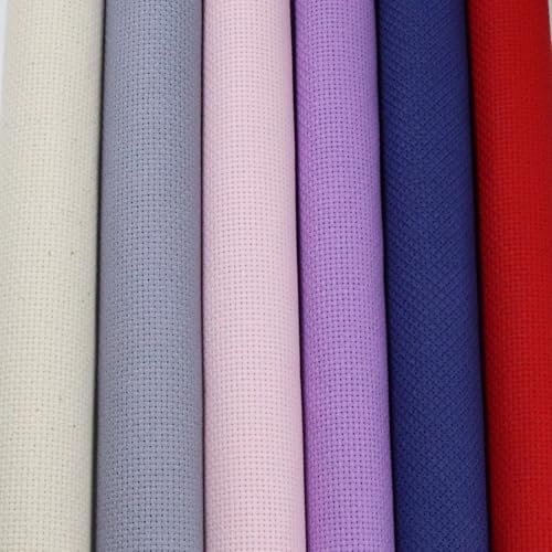 KCS 6 pc of 15" x 18" (38cmx45cm) Counted Cotton Aida Cloth Cross Stitch Fabric Rolled Box (16CT-J) - color: 16ct-j