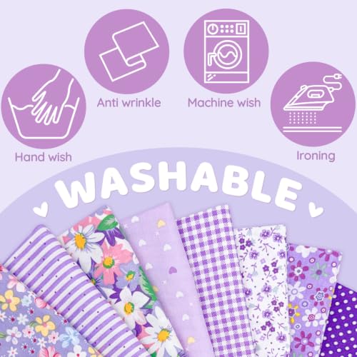 Aubliss 8pcs Fat Quarter Fabric Bundles (100% Cotton - 20'' x 20'') - color: Purple
