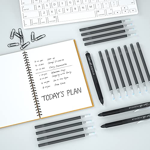 Vanstek 12 Black Erasable Gel Pen Refills, Gel Ink Refills Compatible with Erasable Pens, Fine Point 0.7 mm, Perfect for Writing Planner & Crossword Puzzles - color: 12 Pack Black Refills