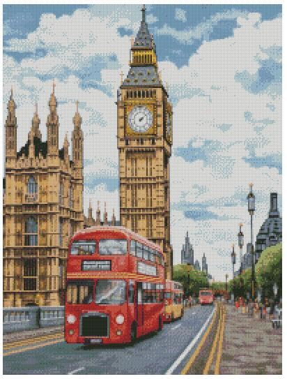 London in Spring Counted Cotton Cross Stitch Kit,36x48cm, 200x248 Stitch,14count, Landscape Counted Cross Stitch