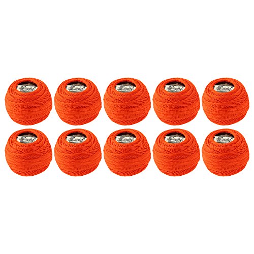 DMC Pearl Cotton Balls, Size 8, Bright Orange - color: Bright Orange, style: 8 Thread Count