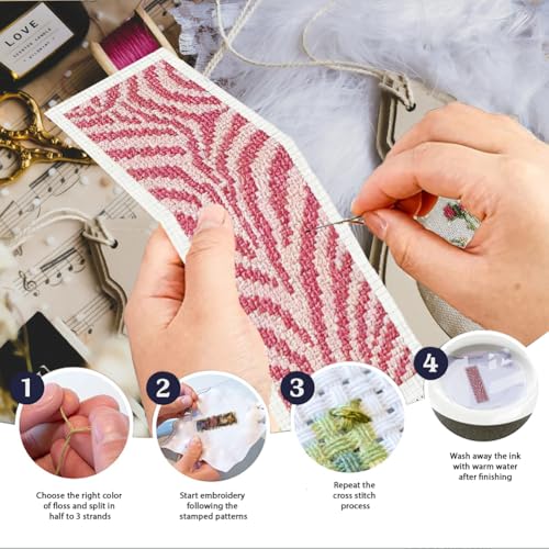 INFUNLY 6pcs Animal Textures Cross Stitch Bookmark Kit for Beginners DIY Leopard Print Embroidery Bookmark Kits Zebra Stripes Needlepoint Kit with Instruction Easy Cross Stitch Set for Book Readers - style: Animal Patterns