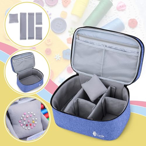 Luxja Double-Layer Large Sewing Organizer, Dark Blue - color: Dark Blue, size: Large