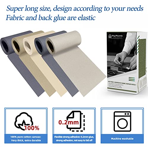KING MOUNTAIN Canvas Iron on Patch,3"×60",Waterproof 100% Cotton Fabric Repair Patch,Used for Various Sofa,Tent,Clothes,Seats,Suitcases (Grass Green) - color: Grass Green, size: Canvas-3"x60"