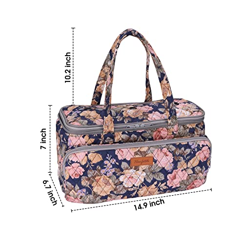Yarn Bag-Large Size-Yarn Storage Organizer with Grommets-Portable Crochet Bag for Yarn Skeins-Crochet Hooks-Knitting Needles -Other Accessories (Peony) - color: Peony