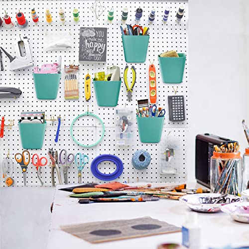 Large Pegboard Cups, 6Pack Peg Board Square Storage Bins With Hooks (Green) - color: Green
