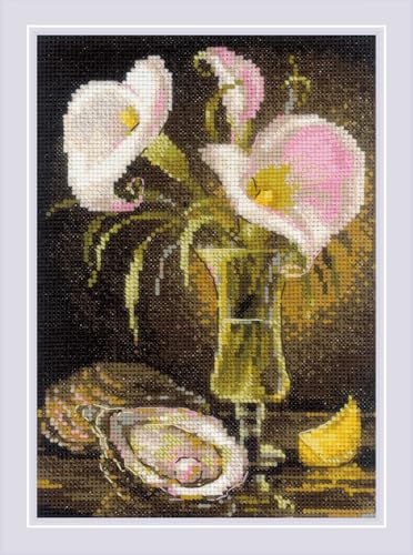 RIOLIS 2267 Calla Lilies and Oyster Counted Cross Stitch Kit 6 x 8.25 in - style: Calla Lilies and Oyster 2267