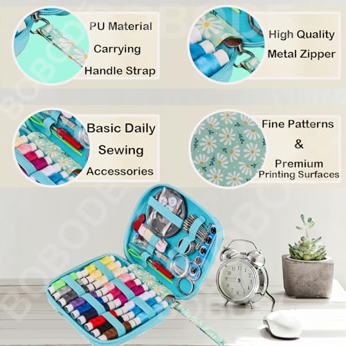 Bobode Printing Sewing Kit Travel Basic Sewing Kit for Adults, - color: Chrysanthemum