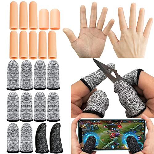 22Pcs Gel Finger Cots Cut Resistant Sleeves Guards Gloves Touch Fingertips