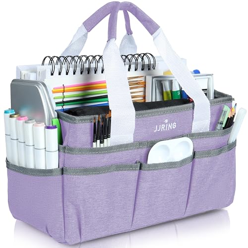 JJRING Craft Organizer Tote Bag Art Storage Caddy Lilac - color: Lilac, size: Small