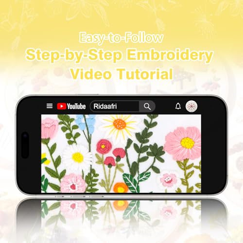 RidaaFri Embroidery Kit for Beginners, Set of 3 Flower Pattern Practice Kit