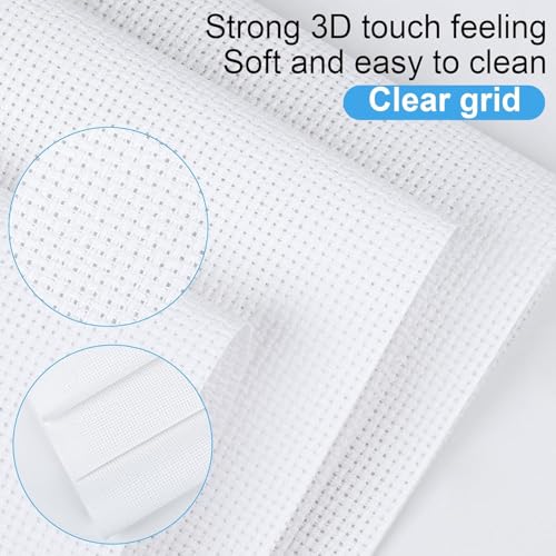 6 PCS Cross Stitch Aida Fabric 14 Count, 18 by 12 Inch, Classic Reserve Cross Stitch Aida Cloth for Home DIY Embroidery Decoration, White - color: White, size: 14 CT 18 x 12In (6 PCS)