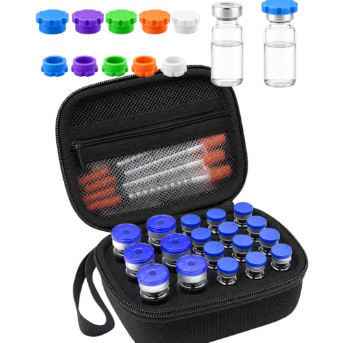 Peptide Case for Fridge, Insulin Vial Case for Diabetics - color: Black-12×(1-3ml)+6*(1-10ml)+10 Caps