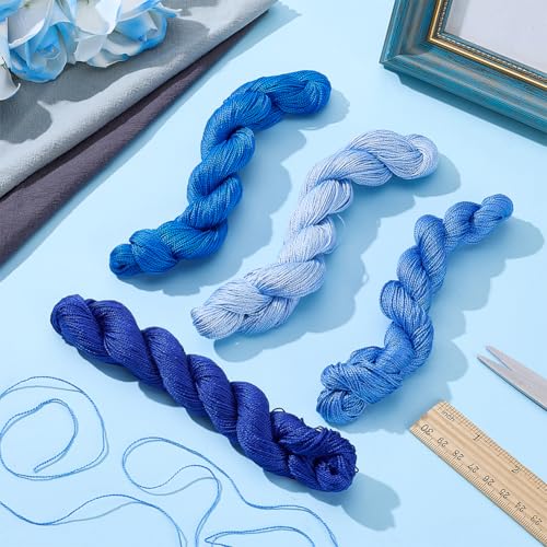 FREEBLOSS 4 Pcs Sashiko Thread Sashiko Skein 100M * 4 Colors Pure Cotton Embroidery Thread Japanese Sewing Threads Quilting and Embroidery Kit Supplies, Dark Blue - color: Navy Blue Theme