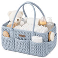 Konssy Baby Diaper Caddy Organizer, Braided Quilted Design with PU Handles - color: Baby Denim