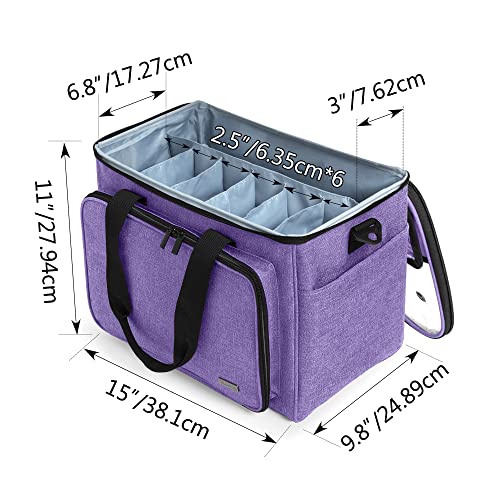 Teamoy Knitting Bag, Yarn Storage Organizer Crochet Bag Tote, Purple - color: Purple