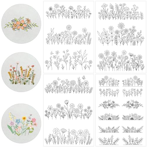 Water Soluble Embroidery Patterns, Stick and Stitch Paper for Sewing - style: Floral1549