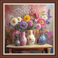 Dimxvean Counted Cross Stitch Kits for Adults,11CT Unprinted Cross-Stitch Pattern Embroidery Kit Cross Stitching Kit Supplies Needleworks Set-Flower vases on Chairs 18x18 inchs - color: SetColor19
