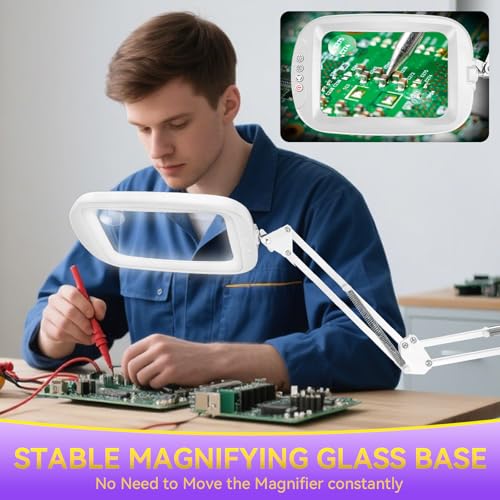 30X 10X Extra Large Floor Magnifying Glass with Light and Stand - color: White