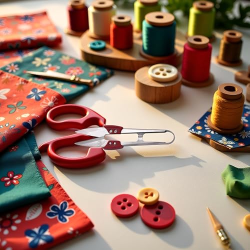 Red Stainless Steel U Sewing Scissors Clippers, Mini Small Snips Trimming Nipper Thread Sewing Cutter for Stitch, Crafts, DIY Projects,Cutting Tools (4.3in)