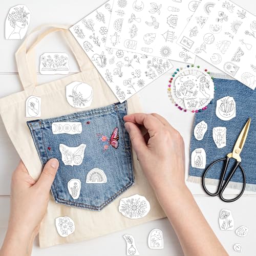 Water Soluble Embroidery Patterns, Stick and Stitch Paper for Sewing - style: boho 1304
