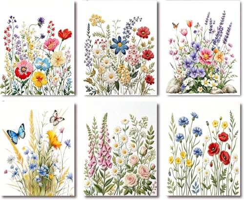 KYOQFVN 6 Pack Flower Counted Cross Stitch Kits for Adults, DIY Stamped Cross Stitch Kits for Beginners, 11CT Needlepoint Embroidery Kits Arts and Crafts for Home Decor 12×16 Inch - color: SZXYEHUA-01-06