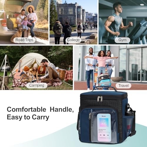 F-color Crossbody Shower Caddy Portable - Shower Bag with Hands-Free Strap - color: Dark Blue with Strap