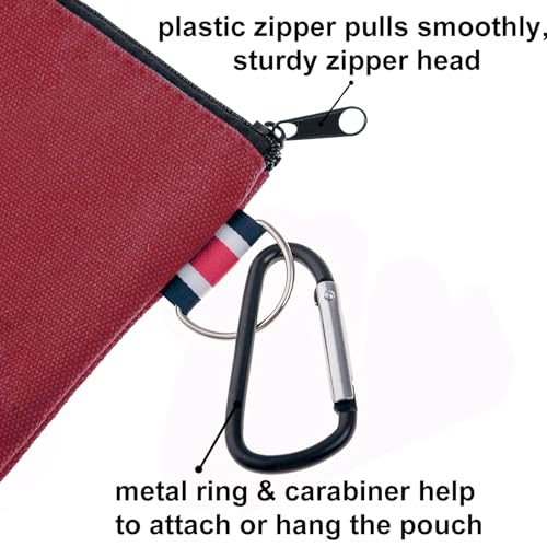 Muka 12 Pack Coin Purse with Carabiner Cotton Canvas Pouch 4-1/4 x 4-1/4 Inches-Mixed - color: Mixed