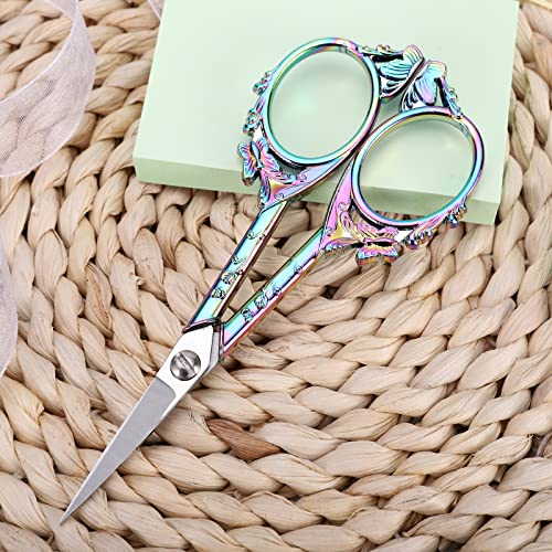 YOUGUOM Sewing Embroidery Scissors, Small Craft Scissor with Cover - color: Rainbow