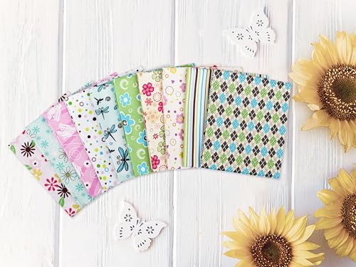 Craftido -25 Options- 100% Cotton Quilting Fabric Bundles 10pcs Fat Quarters 18”x21”-Medium Weight 5.2 oz- Soft Cotton for Quilting, Sewing Project, Patchwork, DIY Crafts - Spring - color: Spring