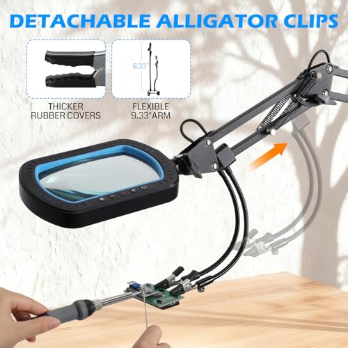 12X Magnifying Glass, 5000LM 5 Colors Temperatures & 10 Brightness