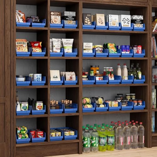 Akro-Mils 30130 Heavy Duty Plastic Shelf Bins, 12"x 6.5"x 4", Blue, 12-Pk - color: Blue